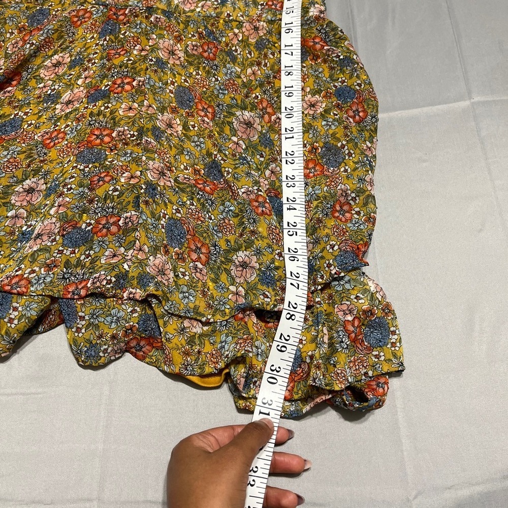 Allison & Kelly Floral Romper Size L Boho Cottage-core Ruffle Tie Waist Festival - Picture 6 of 6